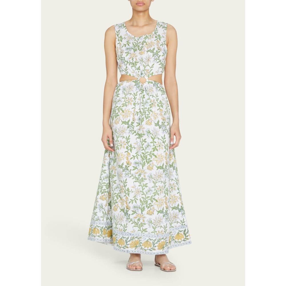 Hannah Artwear Divina Cut Out Midi Maxi Dress Floral Limoncello Cocktail Size 6